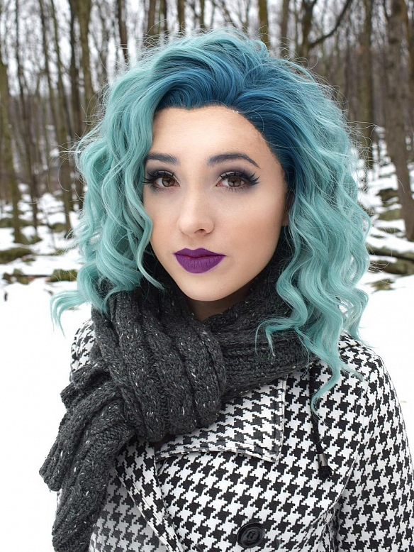 Teal Green Wavy Bob Synthetic Lace Front Wig - All Synthetic Wigs - EvaHair