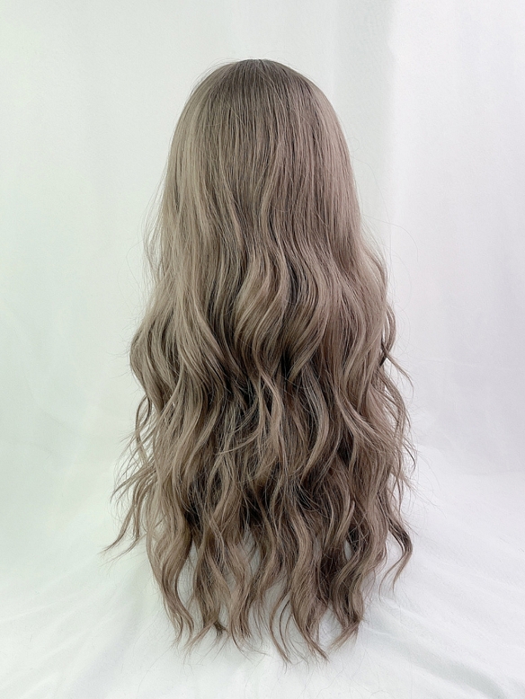 Evahair 2022 New Style Grayish Brown Long Wavy Synthetic Wig with Bangs