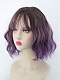 Rouge Mix Purple Wavy Bob Synthetic Capless Wigs with Wispy Bangs
