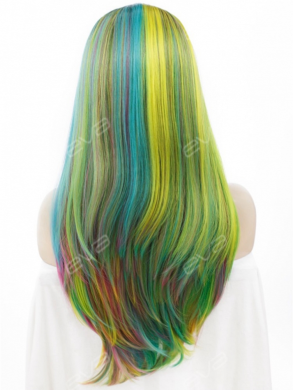 Mixed Colorful Wavy Long Synthetic Lace Front Wig 