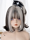 Evahair 2022 New Style Silvery Grey and Black Short Straight Synthetic Wig with Bangs