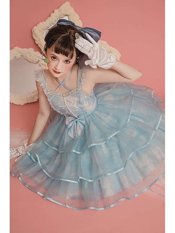 Evahair brand new unicorn printed light blue lolita dress
