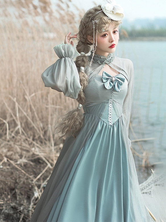 Evahair new elegant flattering long sleeve mesh lolita dress