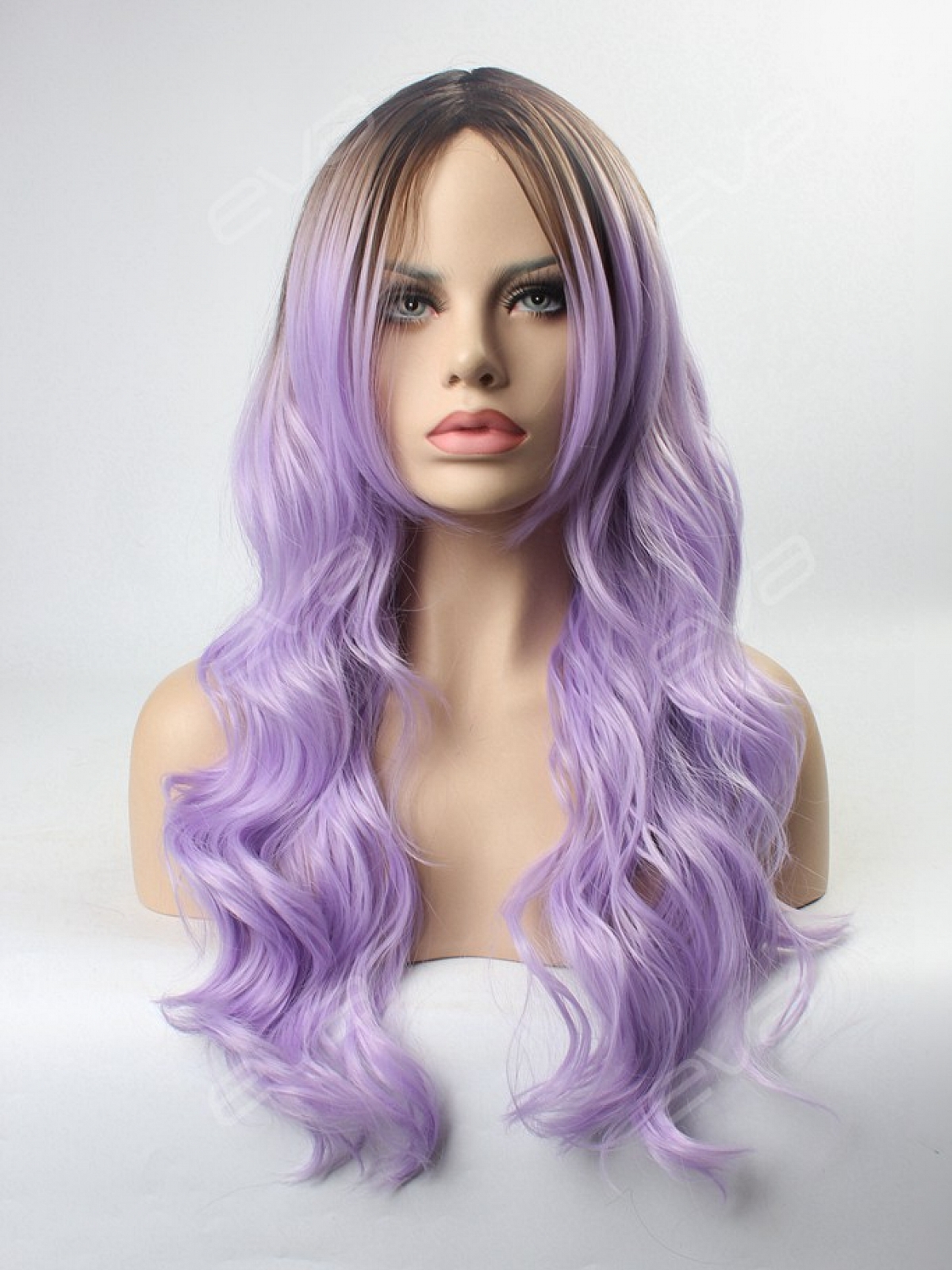 Lilac Ombre Wavy Wefted Cap Synthetic Wig - All Synthetic Wigs - EvaHair