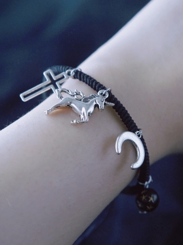 Evahair Gothic Black Unicorn Bracelet