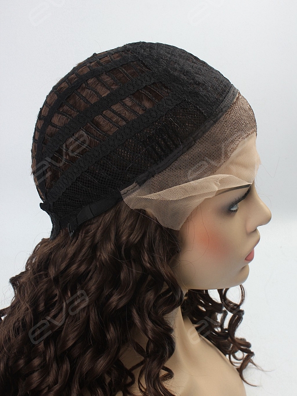 Dark Brown Long Curly Synthetic Lace Front Wig - All Synthetic Wigs ...