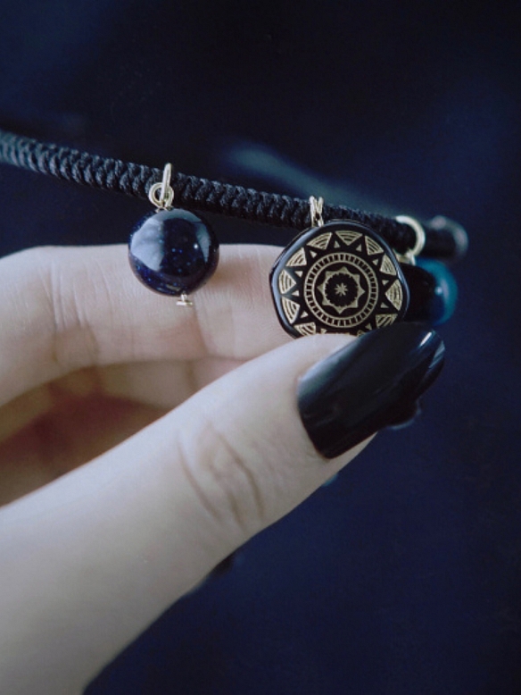 Evahair Gothic Black Totem Beaded Bracelet