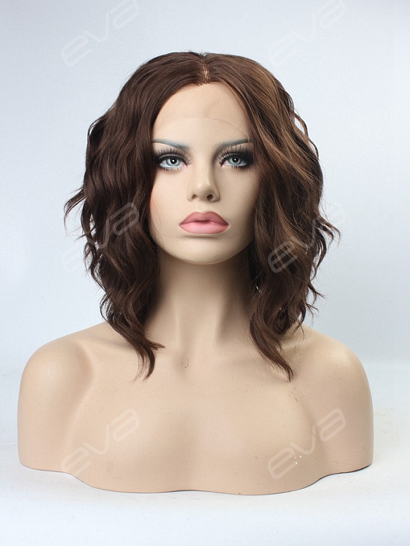 EvaHair Chestnut Graduated Cut Wavy Bob Lace Front Synthetic Wig