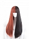 Evahair Half Black and Half Orange Long Straight Synthetic Wig with Bangs