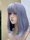 Evahair 2022 New Style Light Blue Mixed Color Medium Straight Synthetic Wig with Bangs