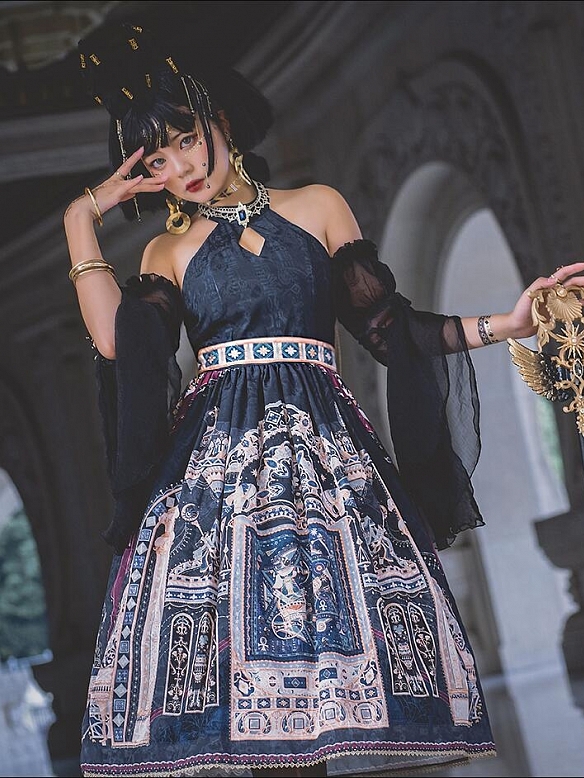 Evahair Egyptian Anubis style black lolita dress