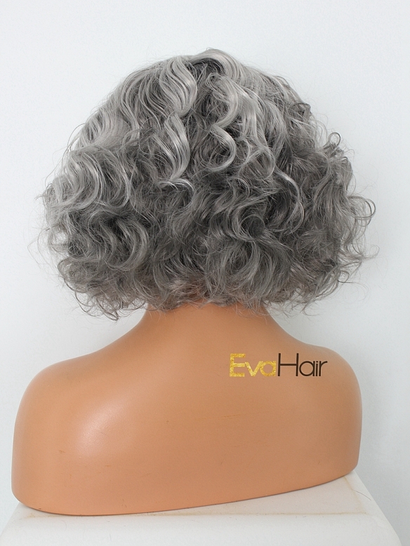 Granny Grey Curly Short Synthetic Lace Front Wig - Editor's Picks for ...