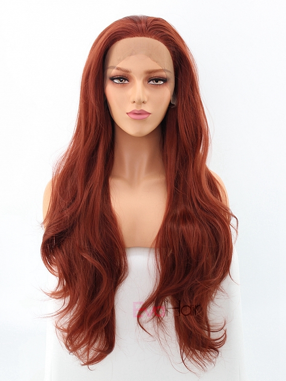 Reddish Brown Synthetic Lace Front Wig With Popular Wavy Style All Synthetic Wigs Evahair