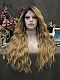 Evahair Blonde Long Wavy Synthetic Lace Front Wig With Black Root