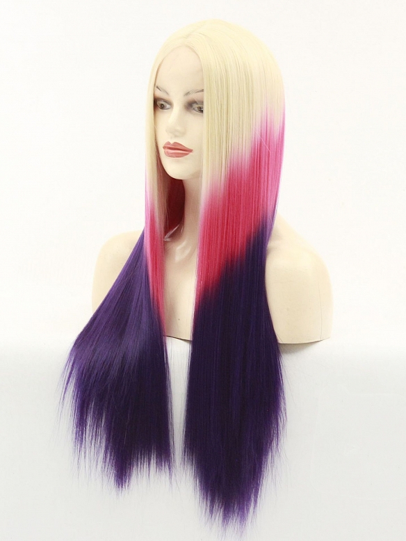 Evahair fashion three colors long straight hair T-lace wig