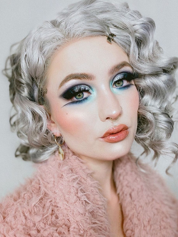 Granny Grey Curly Short Synthetic Lace Front Wig