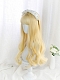 Evahair 2021 New Style Creamy Golden Long Wavy Synthetic Wig with Bangs