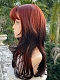 Evahair 2022 New Style Red to Black Ombre Long Straight Synthetic Wig with Bangs