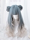 Evahair 2021 Lolita C Style Blue and Grey Mixed Color Long Wavy Synthetic Wig with Bangs