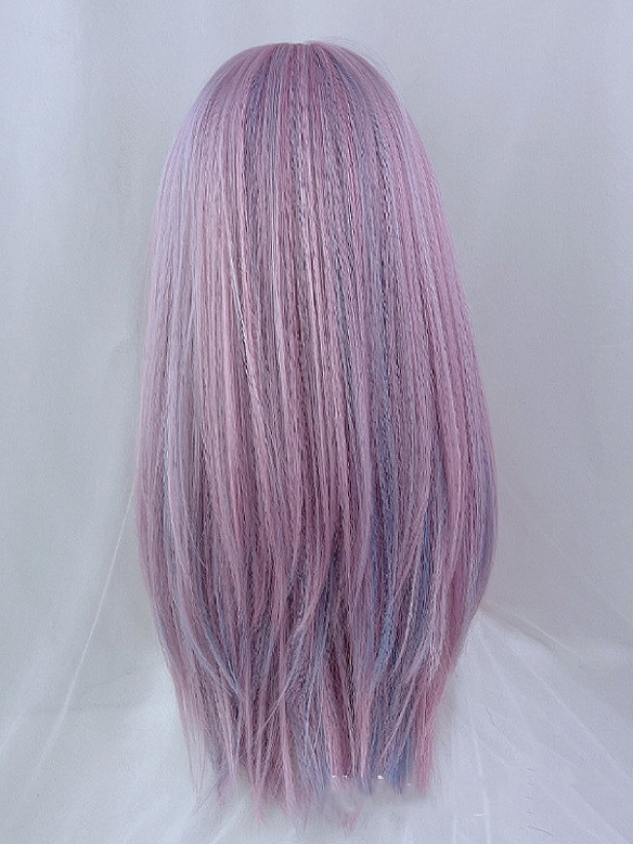 Lolita unicorn gradient hime cut long wig