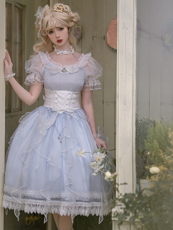 Evahair light blue lolita mesh suits JSK 