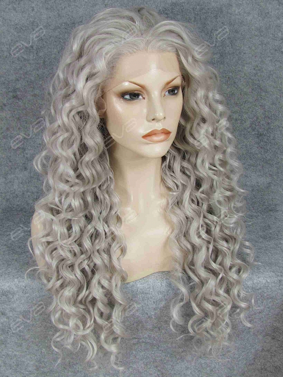 Hot Seller Grey Curls Lace Front Synthetic Wig
