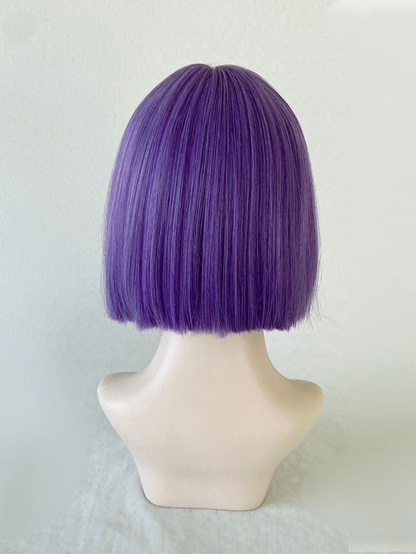 Evahair 2021 New Style Cute Purple Bob Straight Synthetic Wig with Bangs