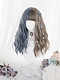 Evahair 2022 New Style Half Blue and Half Brown Long Wavy Synthetic Wig with Bangs