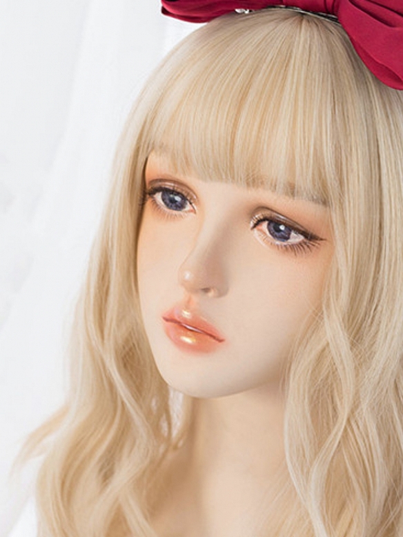 Evahair Puffy Cream Medium Wavy Synthetic Wig with Bangs