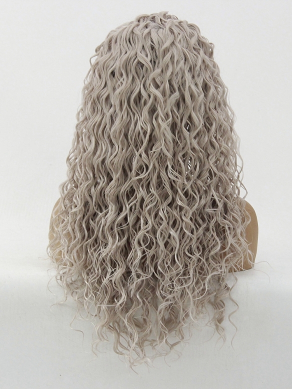 Evahair Fashion Style Grey Long curly Synthetic Wig