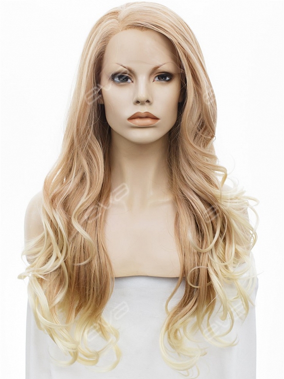 Long Wavy Blonde Synthetic Lace Front Wig