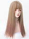 Evahair 2021 New Style Blonde to Pink Ombre Color Long Straight Synthetic Wig with Bangs