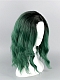 Evahair Dark to Green Medium Length Wavy Synthetic Wig with Bangs