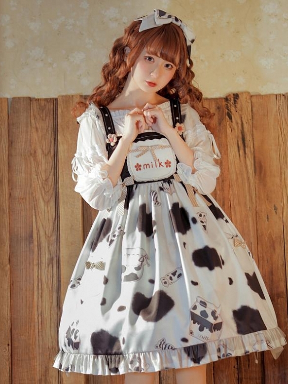 Evahair new style cow pattern printed cute lolita dress JSK