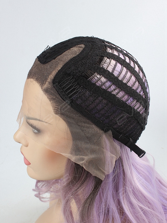 Lilac Purple Ombre Long Wavy Synthetic Lace Front Wig
