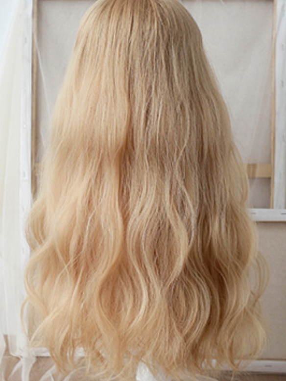 Evahair 2021 New Style Golden Long Wavy Synthetic Wig with Bangs