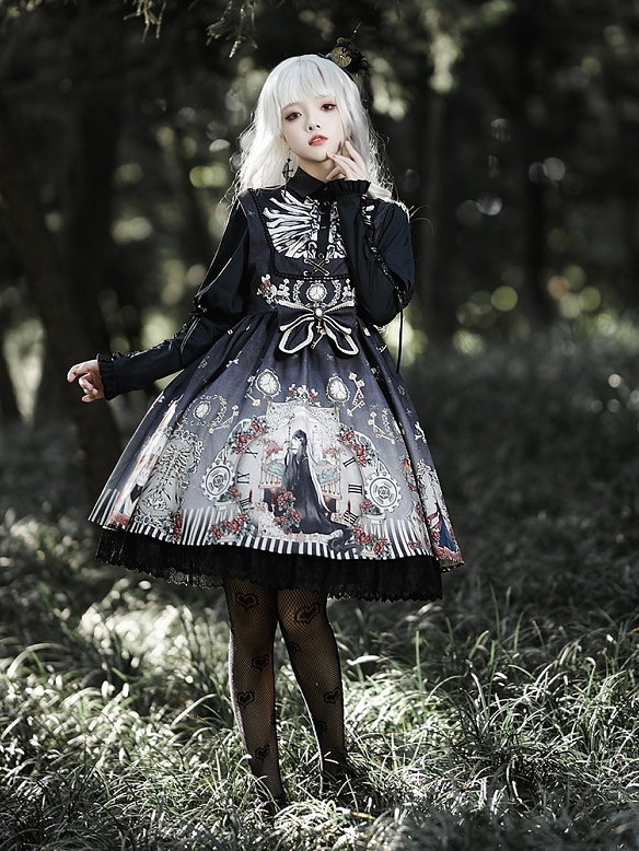 Evahair black gothic punk style lolita dress
