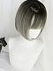 Evahair 2021 New Style Grey Bob Straight Synthetic Wig with Bangs and Black Roots
