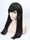 Yaki Long Straight Sleek Synthetic Lace Front Wig with Full Blunt Bangs