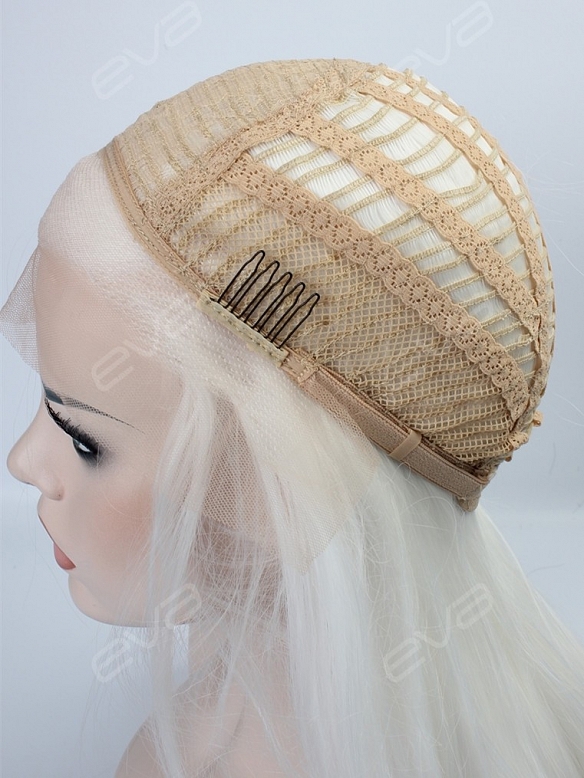 Gorgeous White Long Wavy Synthetic Lace Front Wig