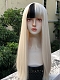 Evahair 2021 New Style Blonde and Black Mixed Color Long Straight Synthetic Wig with Bangs
