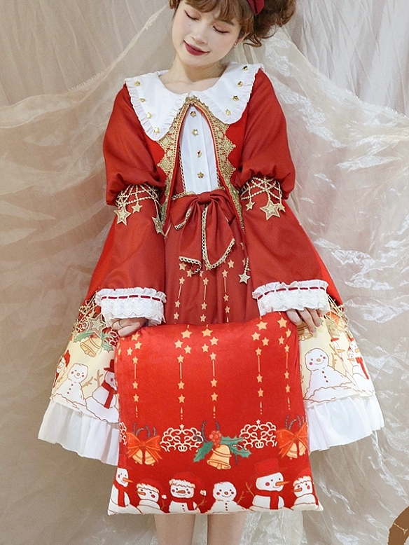 Evahair Christmas style snowman printed lolita dress