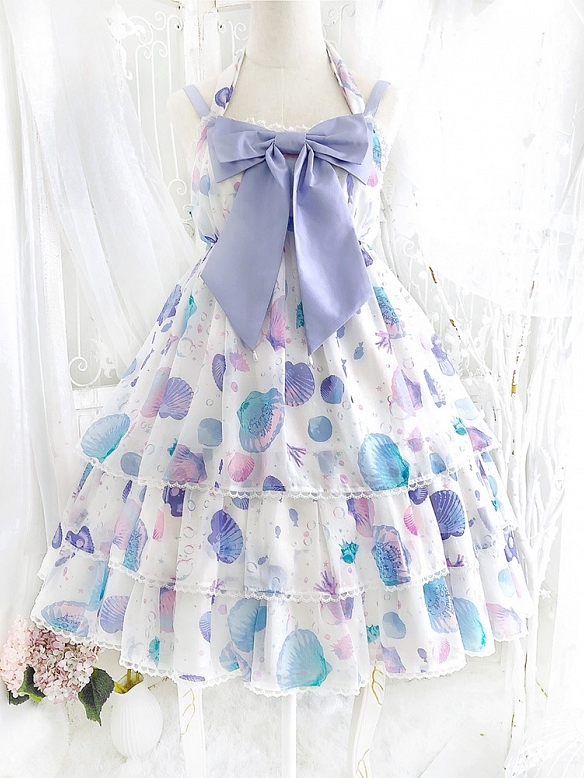Evahair fashion lace bowknot shell printed lolita dress