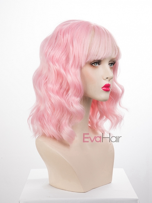 EvaHair Wavy Lob Synthetic Lace Front Wig with Bangs