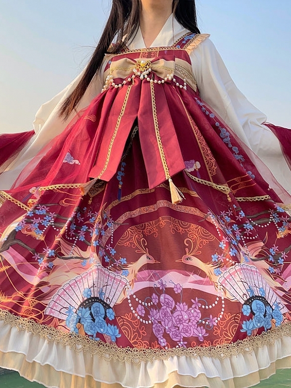 Evahair Oriental myth style phoenix printed lolita dress