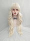 Evahair 2021 Creamy Golden Long Wavy Synthetic Wig with Bangs
