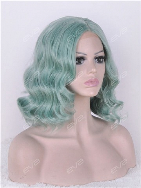 Mermaid Mint Wavy Lob Synthetic Lace Front Wig 