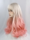 Evahair Cute Golden to Pink Ombre Long Wavy Synthetic Wig with Bangs