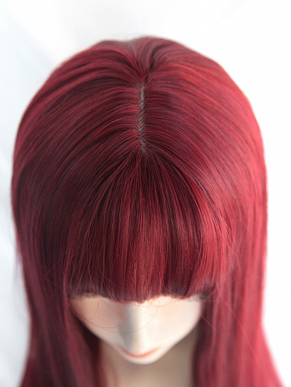 Evahair 2021 New Style Red Long Wavy Synthetic Wig with Bangs