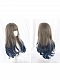 Evahair Linen Grey to Ocean Blue Ombre Long Wavy Synthetic Wig with Bangs